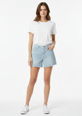 Shorts Jeans Curto Com Barra Desfiada Kysh Feminino - Azul Claro