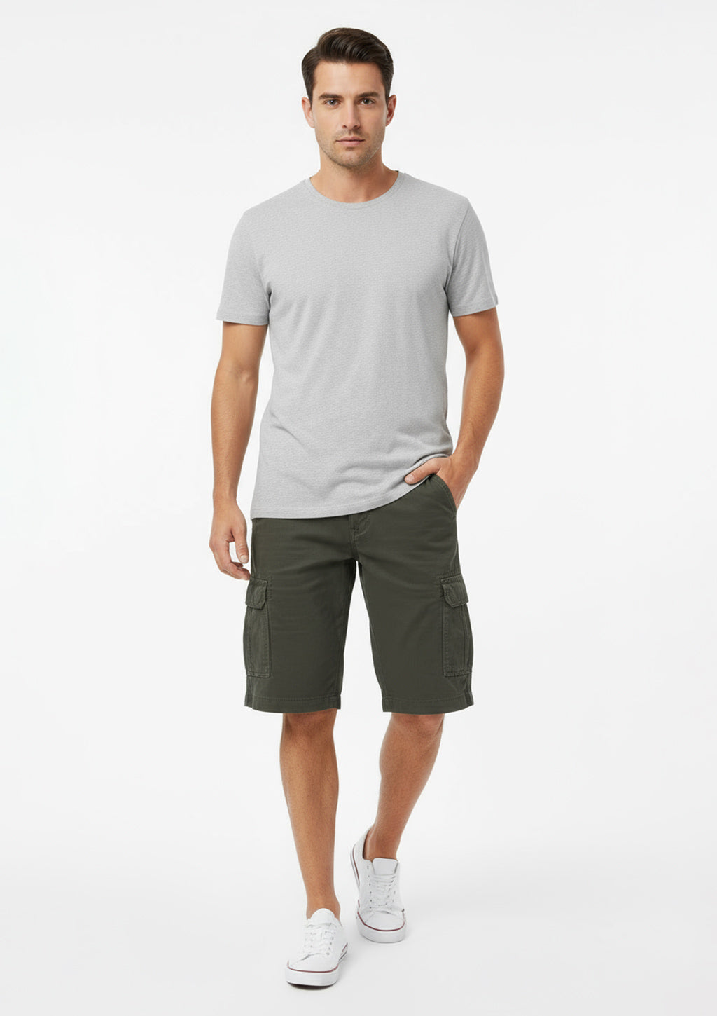 Bermuda Cargo Sarja Algodão Verde Taco - Masculina