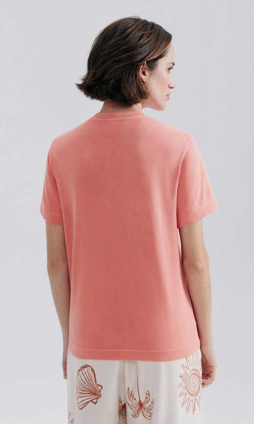 Camiseta Básica Hering Feminina Estonada Soft - Salmão
