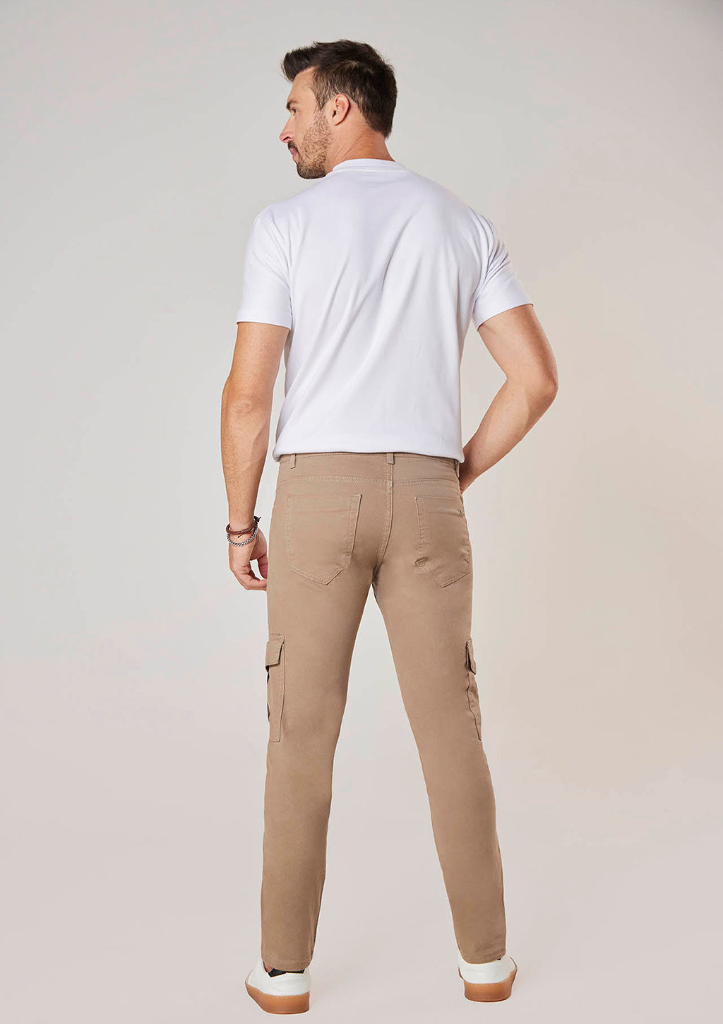 Calça Cargo Max Denim Masculina - Caqui