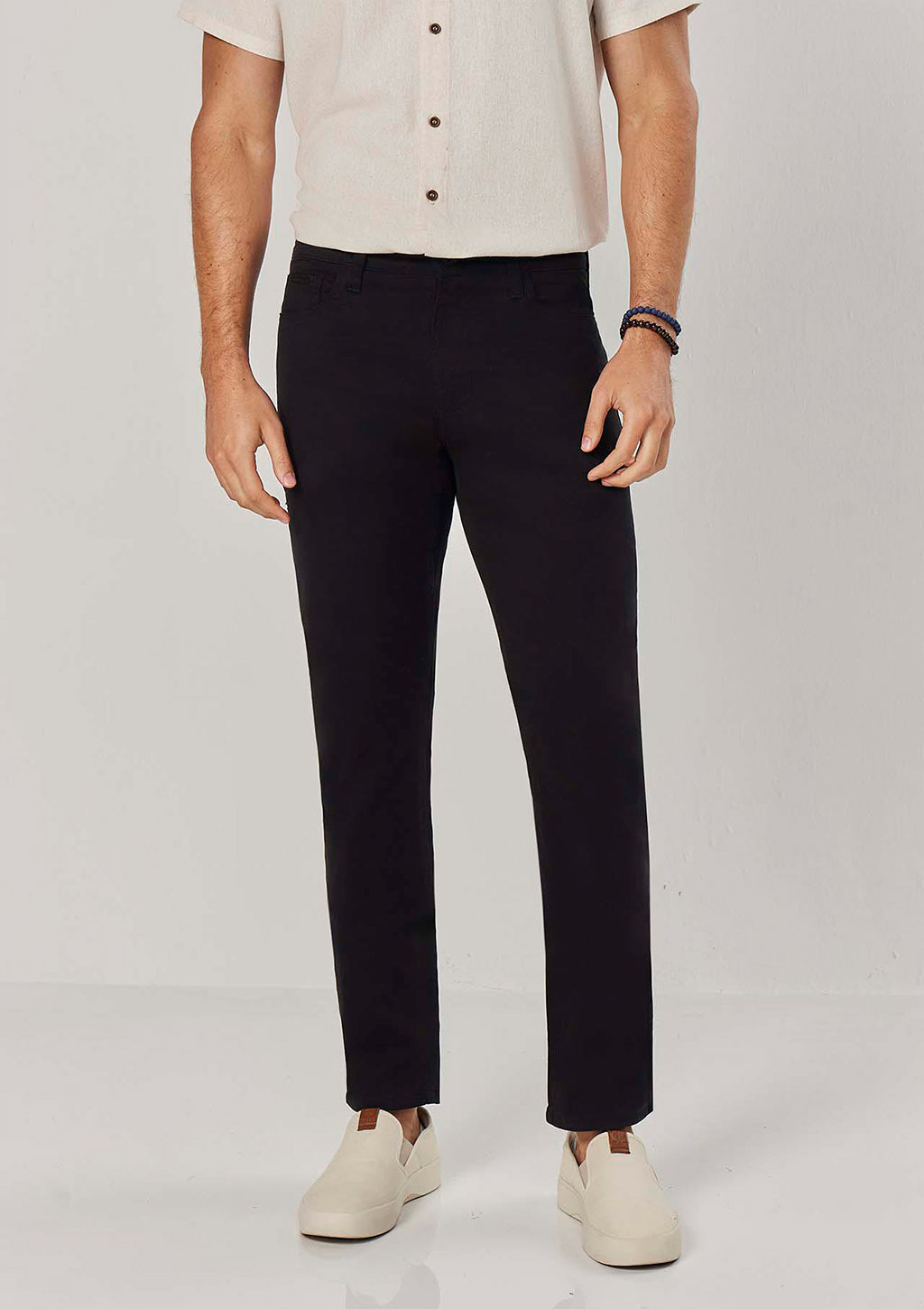 Calça Slim Em Sarja Max Denim Masculina - Preto