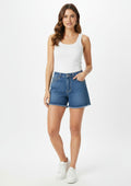Shorts Jeans Barra Desfiada Kysh Feminino - Areia
