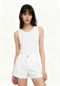 Shorts Jeans Barra Desfiada Kysh Feminino - Branco