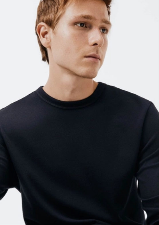 Camiseta Hering Masculina Manga Longa Em Algodão Peruano - Preto