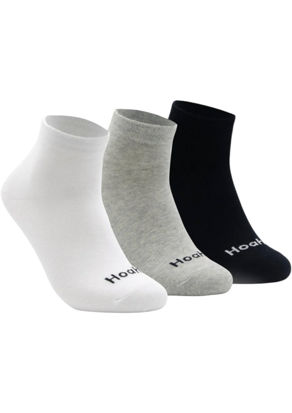 Kit 3 Pares De Meias Cano Médio Hoahi Algodão Com Elastano Unissex- Cinza/Branco/Preto