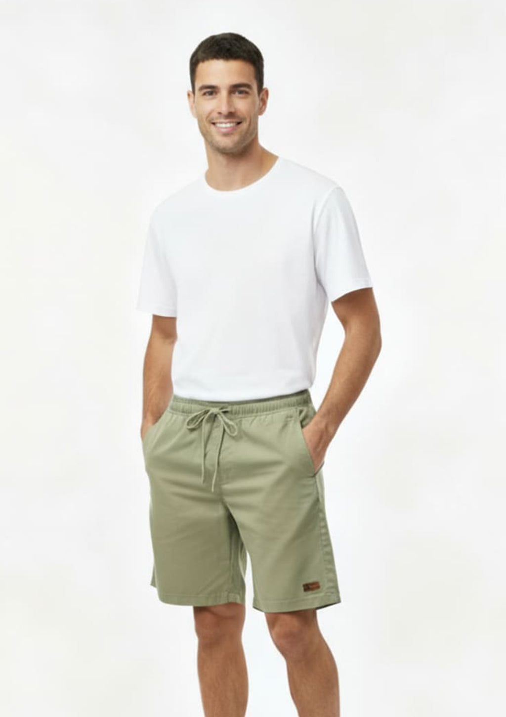 Bermuda Jeans Com Elástico no Cós Kisch Masculina - Verde Caqui