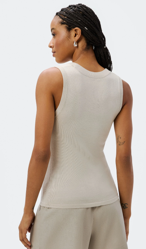 Regata Hering Slim Decote U Em Tricô De Viscose Feminina - Cinza