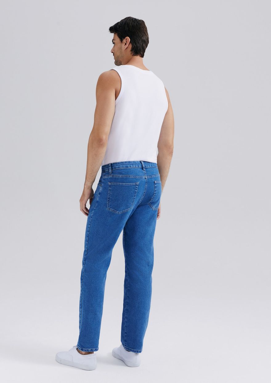 Calça Jeans Hering Básica Reta Com Elastano Masculina - Azul