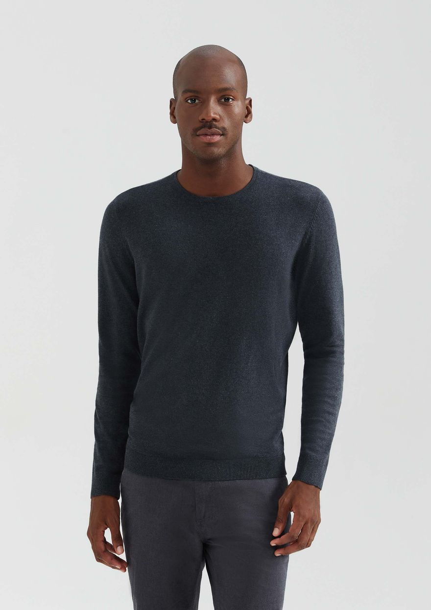 Suéter Básico Hering Regular Masculino - Cinza Escuro