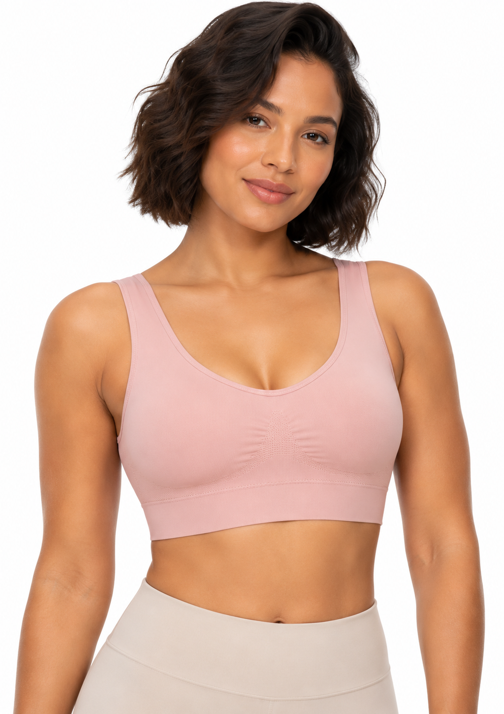 Sutiã Top com Bojo Removível Alça Larga Sem Costura Feminino Zee Rucci - Rosa