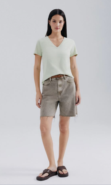 Blusa Básica Hering Decote V Feminina - Verde