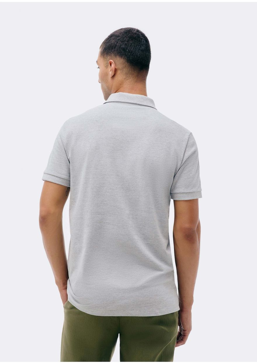 Camisa Polo Hering Básica em Piquet com Bolso Masculina- Cinza