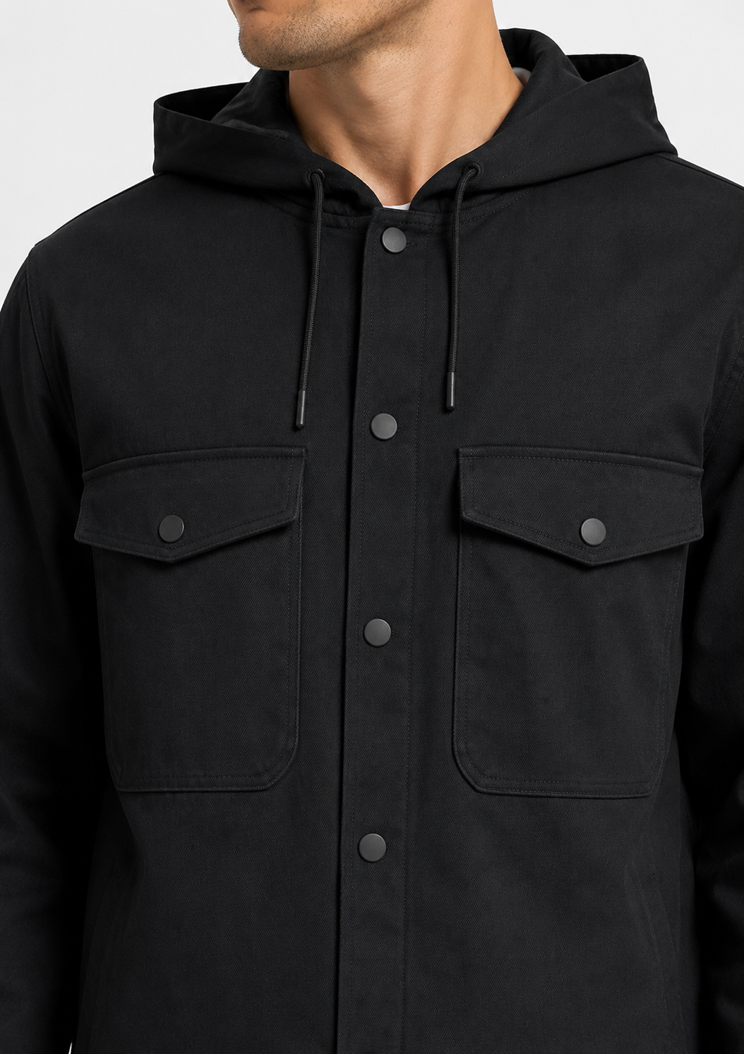 Jaqueta de Sarja com Capuz Yacht  Masculino - Preto