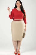 Blusa Cativa Plus Size Manga Longa de Algodão Feminina - Vermelho