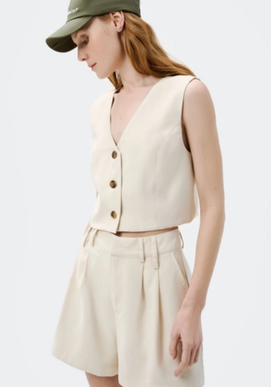 Shorts Hering Em Alfaiataria Peach Touch - Creme