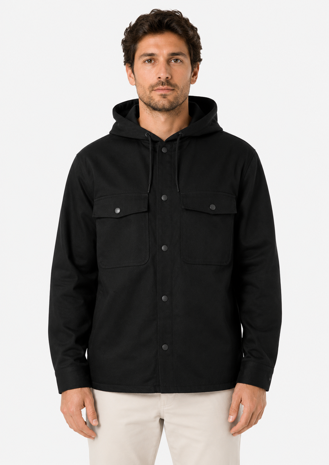 Jaqueta de Sarja com Capuz Yacht  Masculino - Preto
