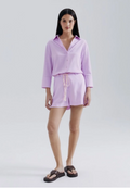Camisa Hering Manga Longa Linho Feminina - Lilás