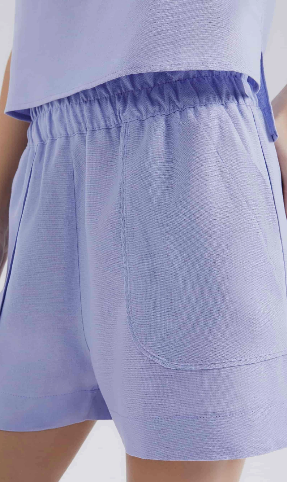 Shorts Hering Em Viscose Creponada Feminino - Lilás
