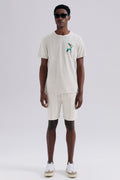 Camiseta Básica Hering Com Estampa Em Linho Masculina - Bege