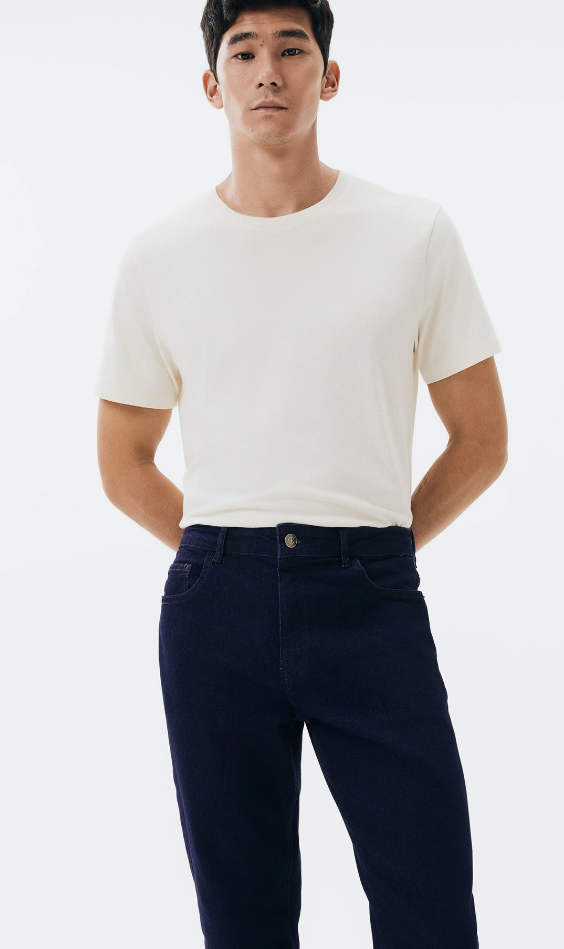 Calça Jeans Hering Básica Reta Com Elastano Masculina - Azul