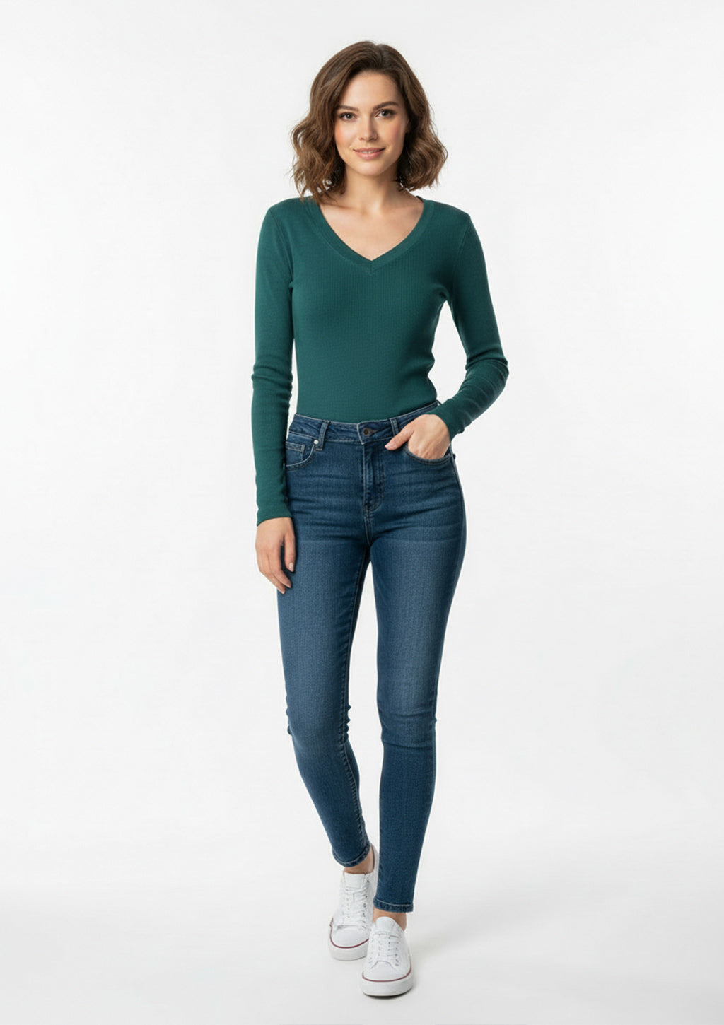 Blusa Manga Longa Use.Modo Decote V Feminino