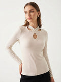 Blusa Manga Longa Use.Modo Decote Gota Feminina