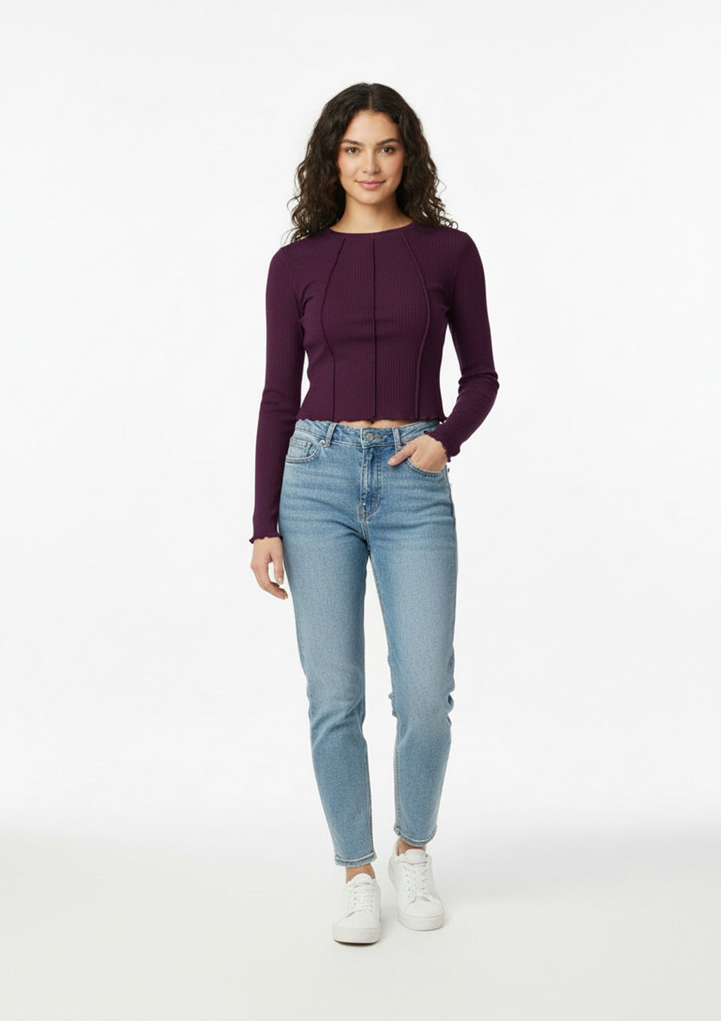 Blusa Manga Longa Use.Modo Com Costura Aparente Feminino - Vinho
