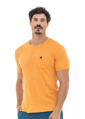 Camiseta Manga Curta Masculina Meia Malha Com Bolso Yacht - Laranja