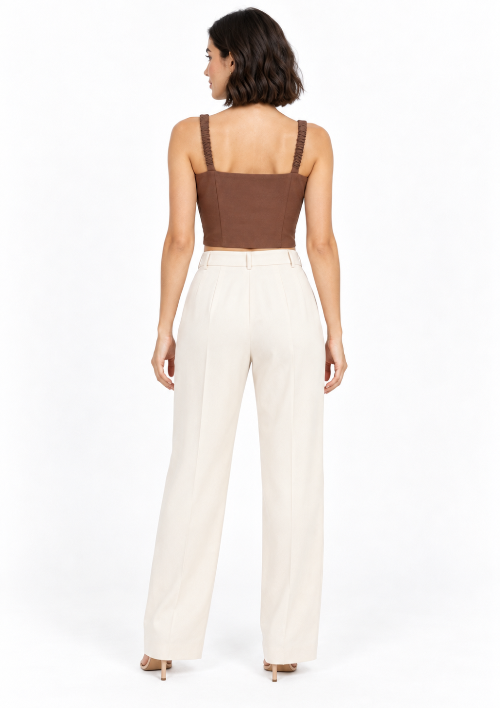 Blusa Top com Laço Frontal Feminino Doce Trama - Café