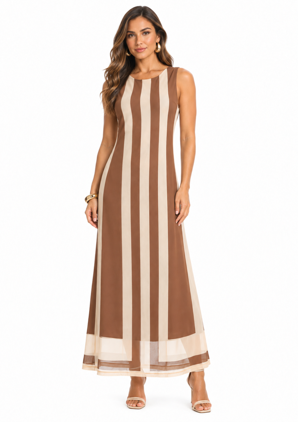 Vestido Longo com Forro Doce Trama Feminino - Mascavo
