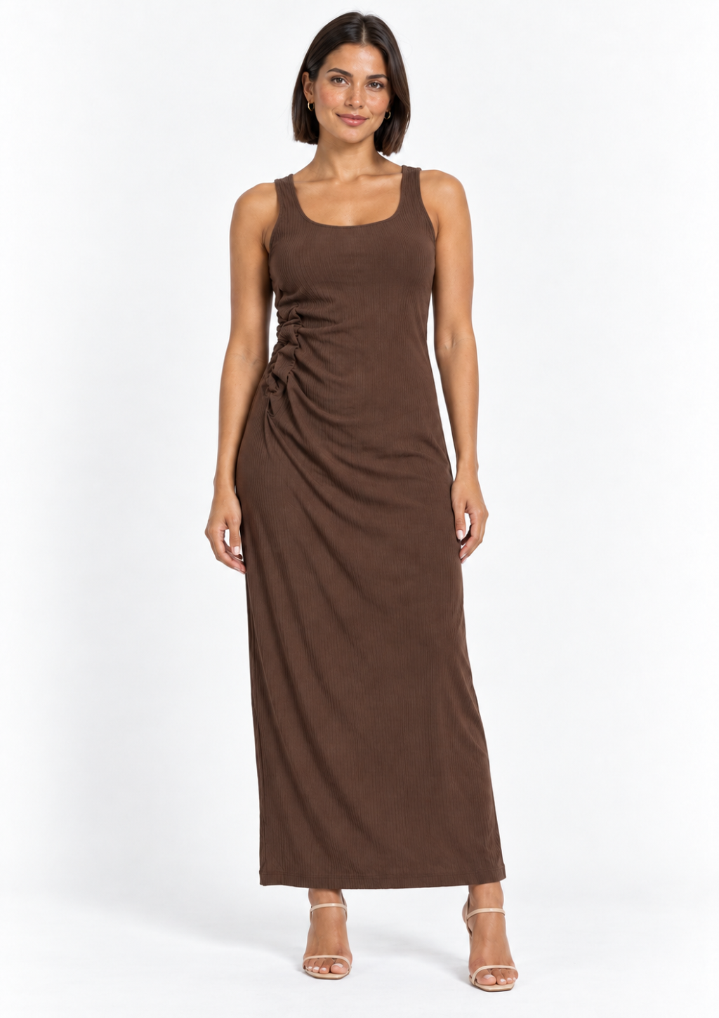 Vestido de Malha de Viscose Feminino Doce Trama - Café