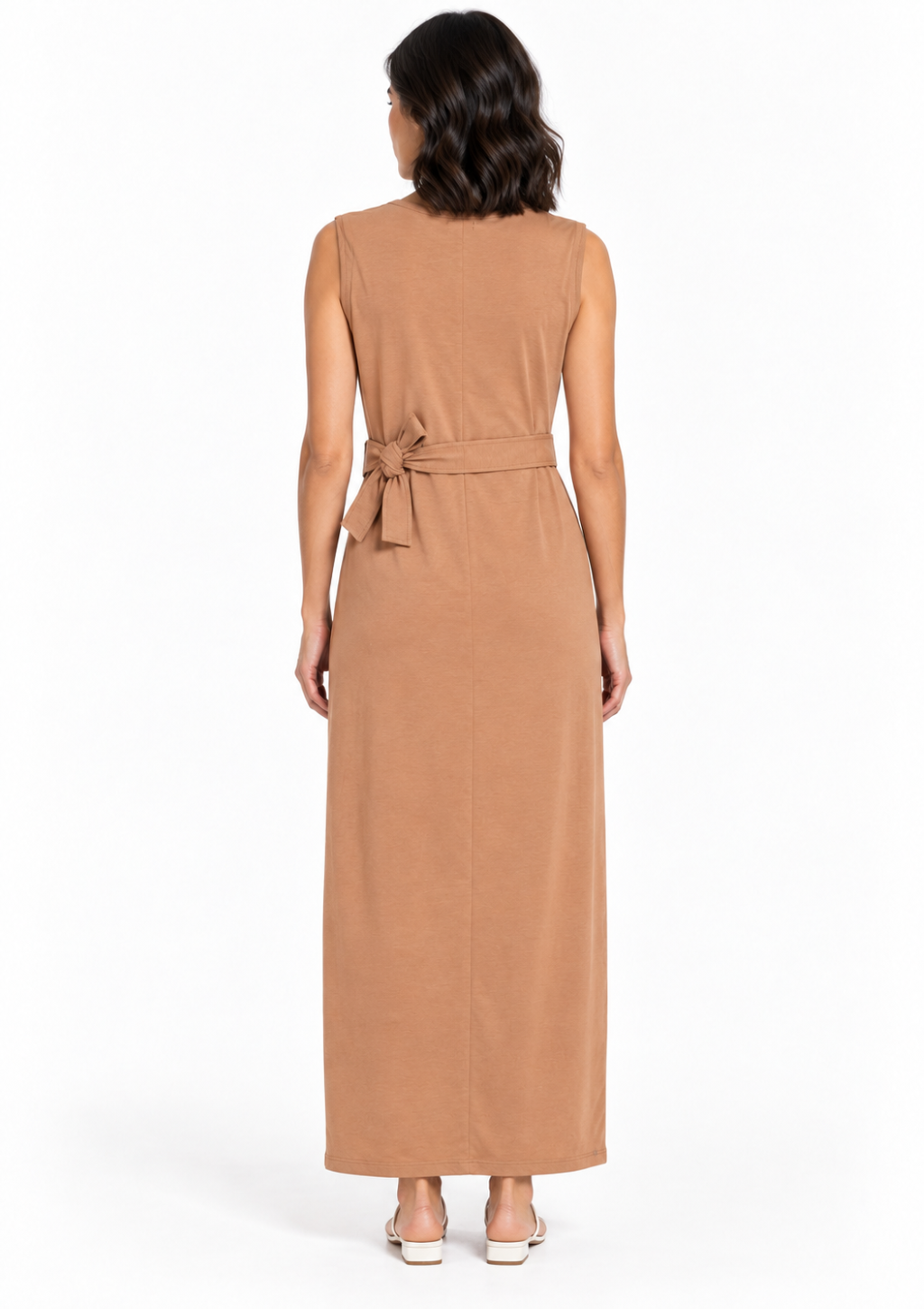 Vestido de Malha Acabamento Overlock Feminino Doce Trama - Mascavo