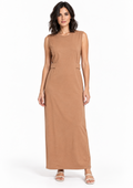 Vestido de Malha Acabamento Overlock Feminino Doce Trama - Mascavo