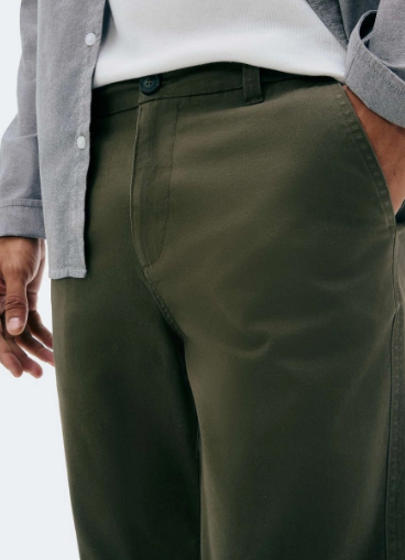 Calça Básica Hering Chino Slim Em Sarja Com Elastano Masculina - Verde
