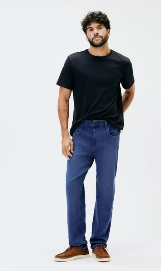Calça Jeans Reta Soft Touch Hering Masculina - Azul