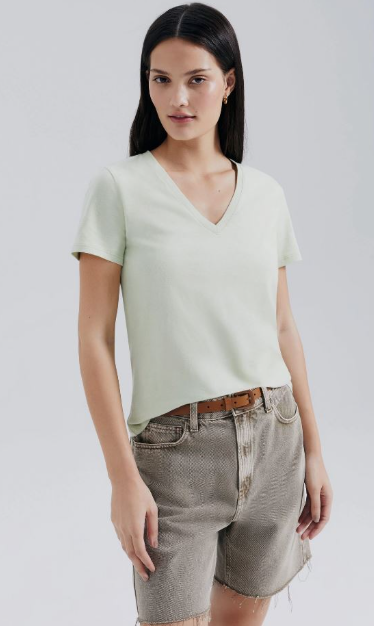 Blusa Básica Hering Decote V Feminina - Verde