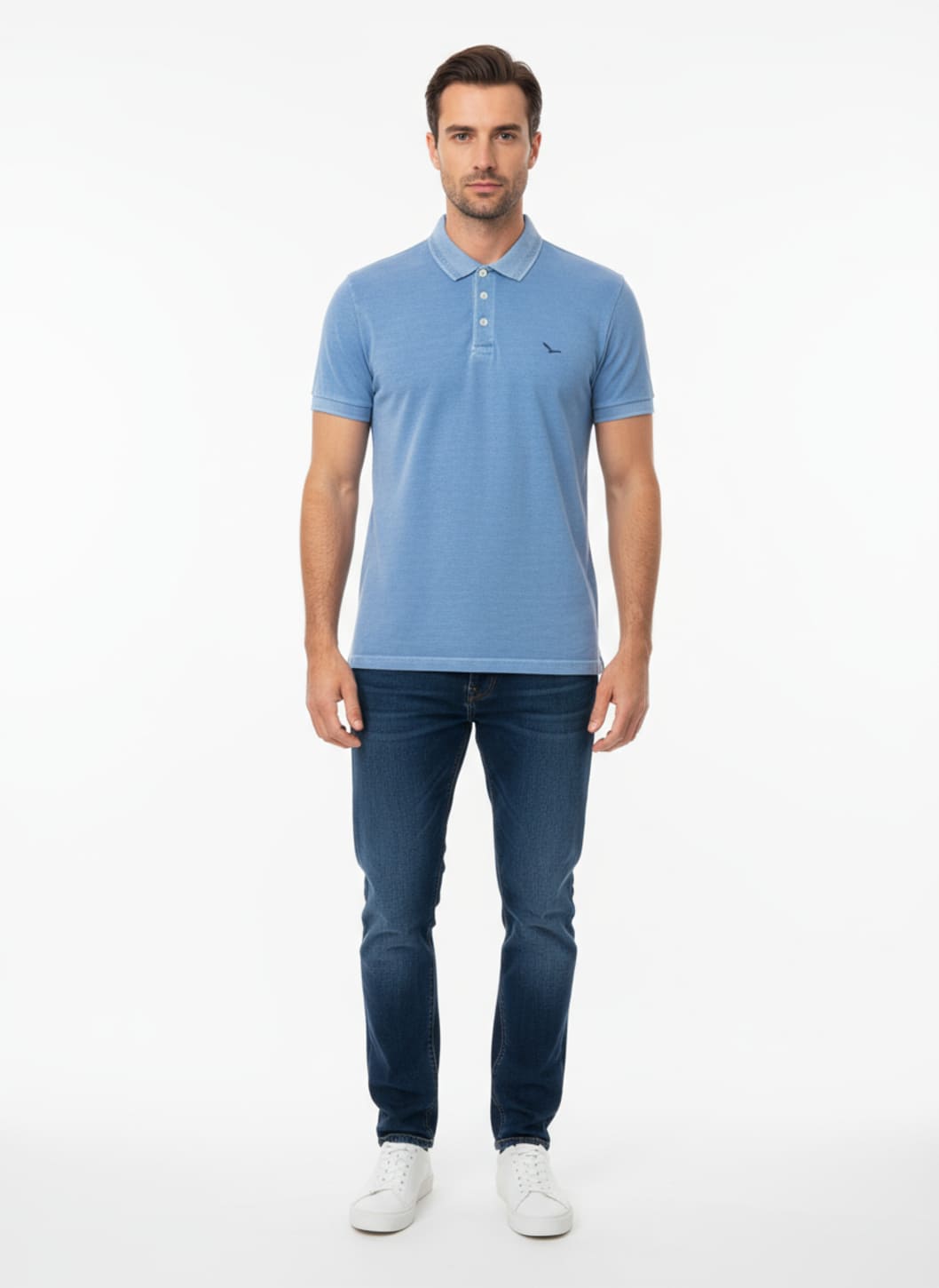 Camisa Polo Masculina Com Bordado Yacht - Azul