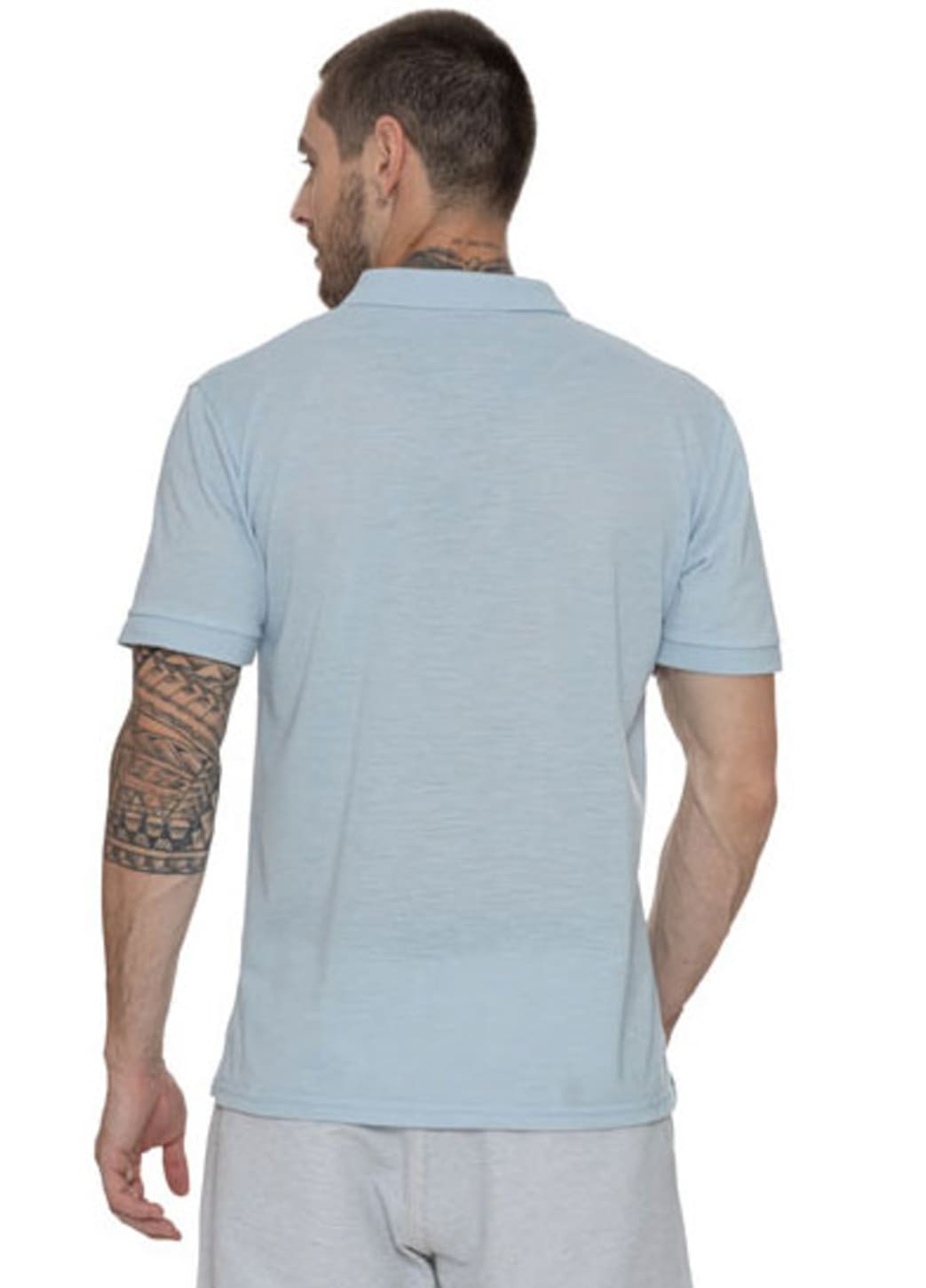 Camisa Polo Masculina Pique Com Estampa Yacht - Azul Claro