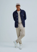 Calça Hering Taper Em Sarja Peletizada Masculina - Bege