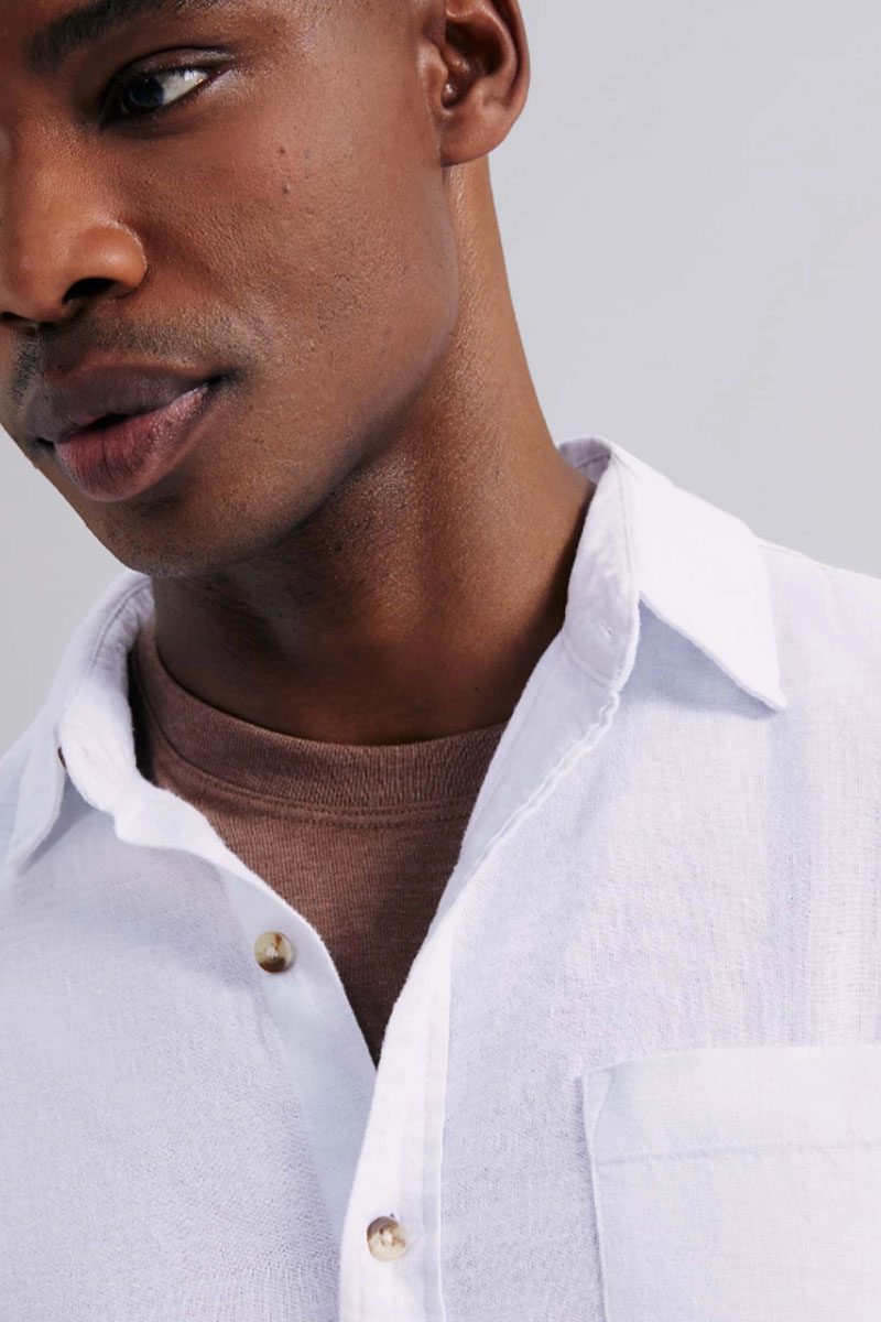 Camisa Básica Hering Slim Em Linho Masculina - Branca