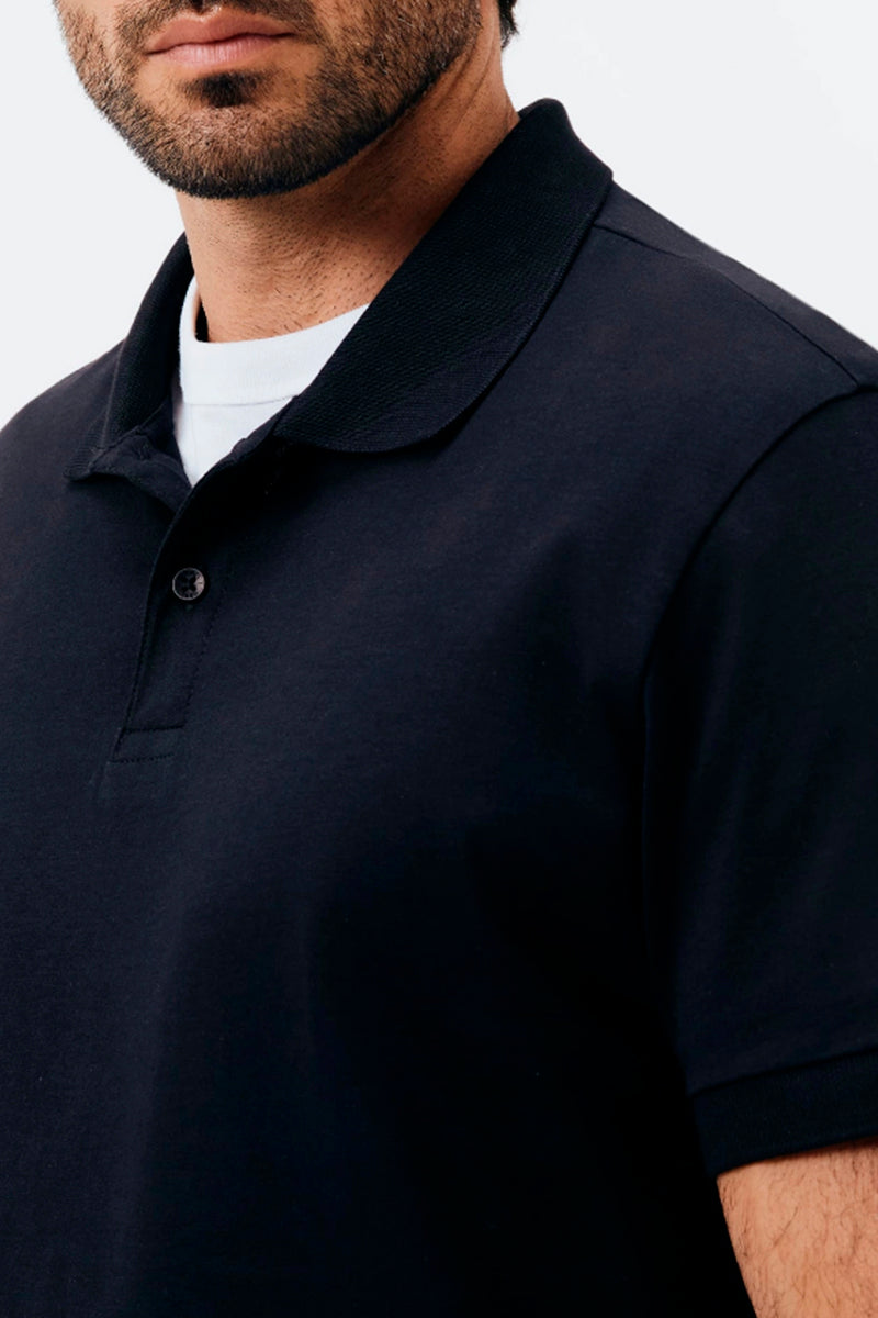 Camisa Polo Hering Básica Pima Masculina - Preta