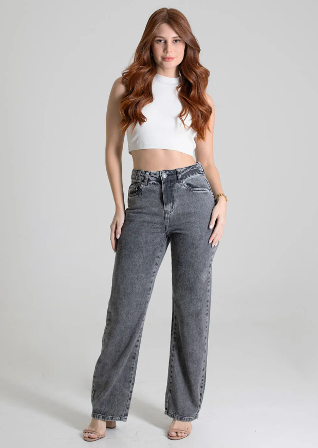 Calça Jeans Sawary Feminina - Preta Destonada