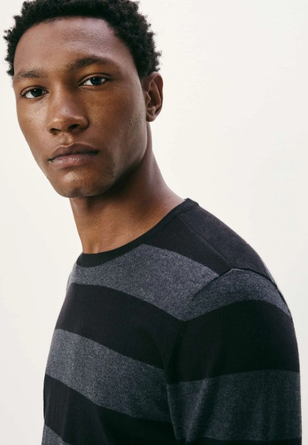 Blusão Básico Hering Masculino Listrado Em Tricot - Cinza