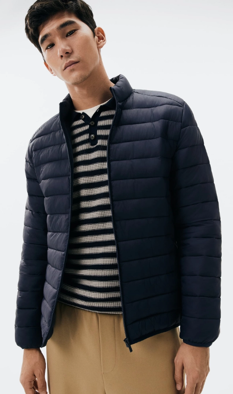 Jaqueta Hering Básica Masculina Puffer Regular Matelassê - Azul