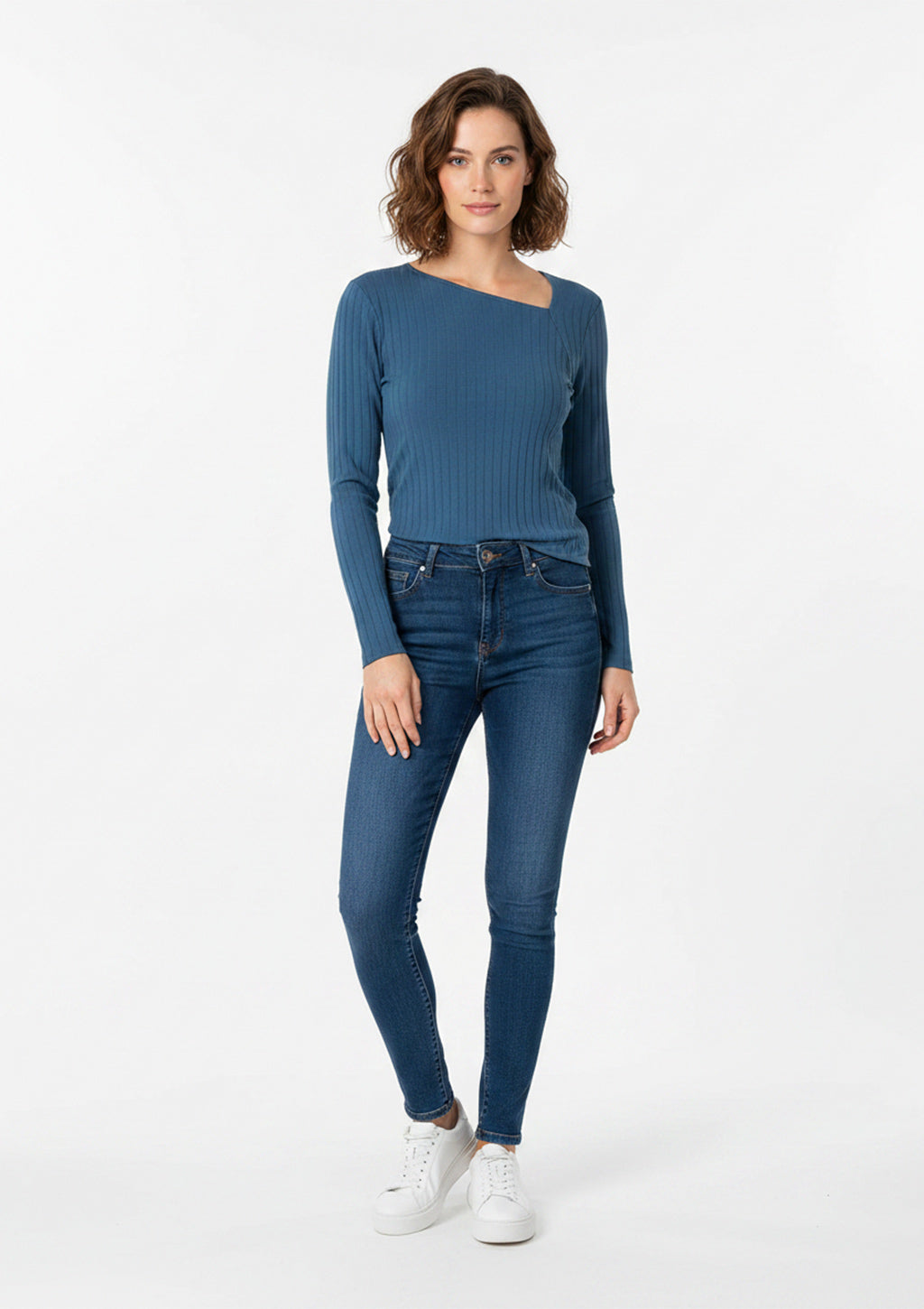 Blusa Manga Longa Marialícia Feminina - Azul Cobalto