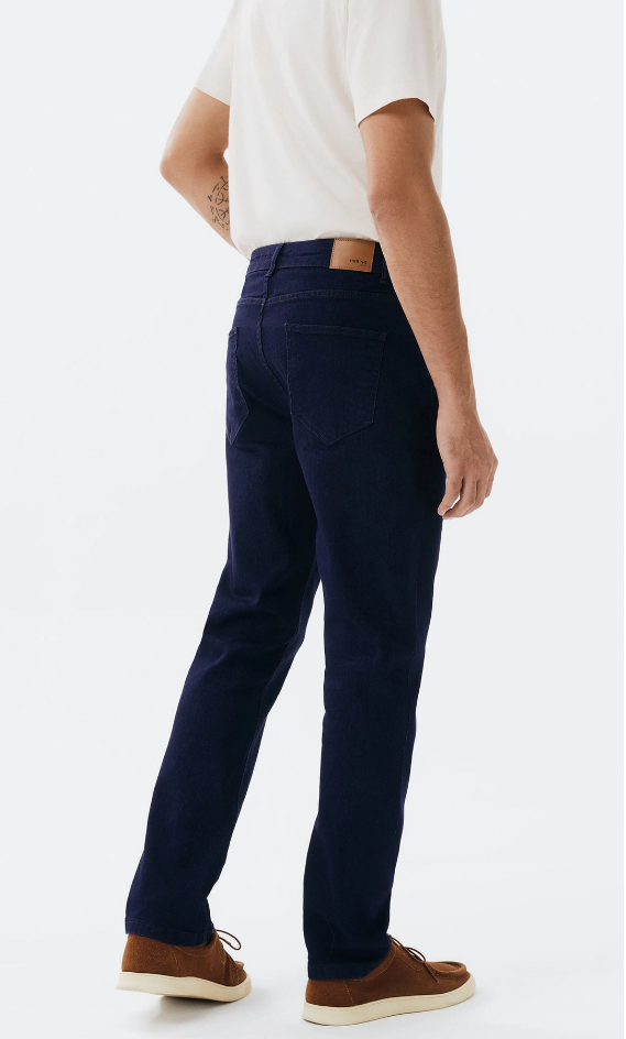 Calça Jeans Hering Básica Reta Com Elastano Masculina - Azul