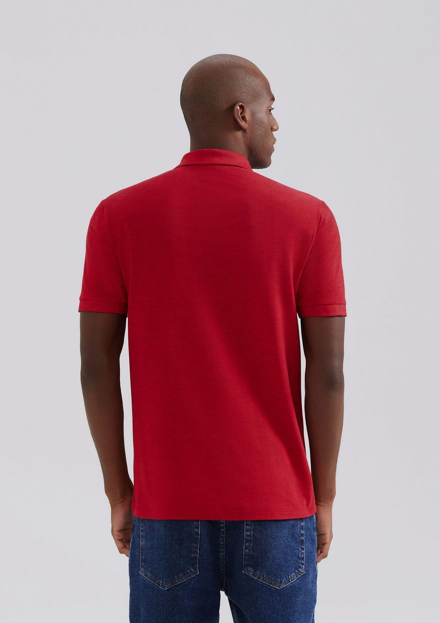 Camisa Polo Hering Básica Em Piquet Com Bolso Masculina - Vermelho