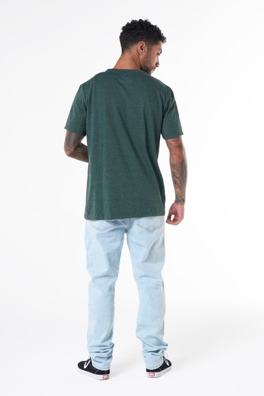 Camiseta Básica Hering World Malha Flamê Masculina - Verde