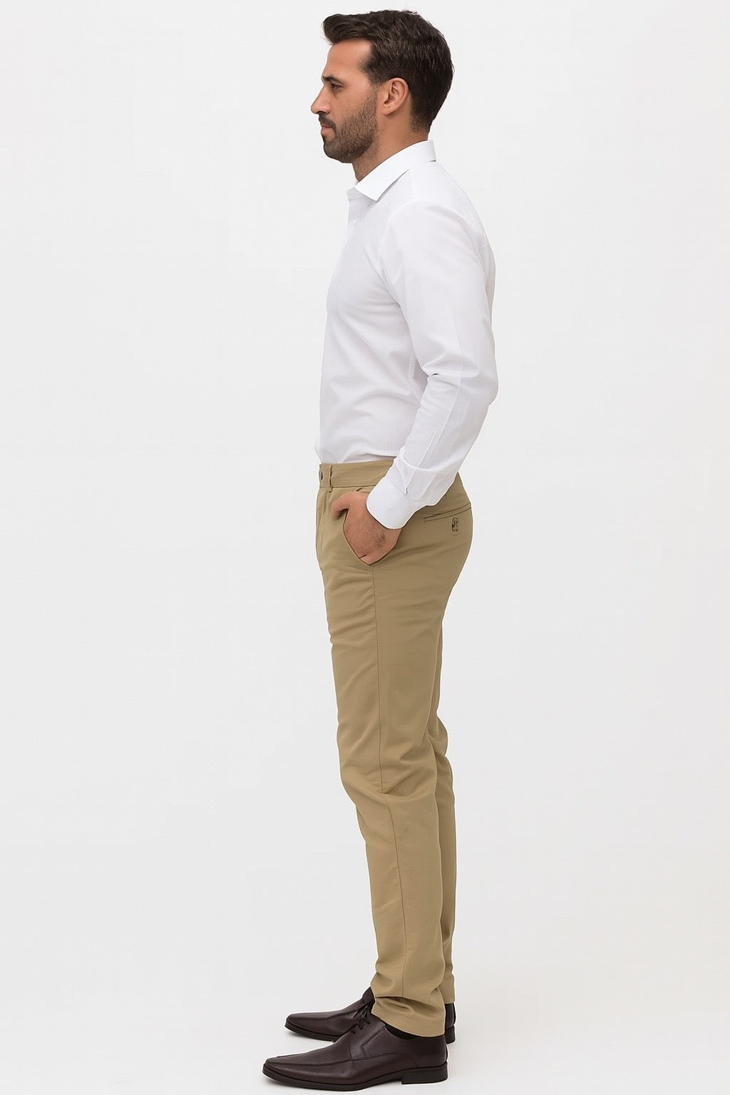 Calça  Krindges Sarja Slim Masculina – Areia
