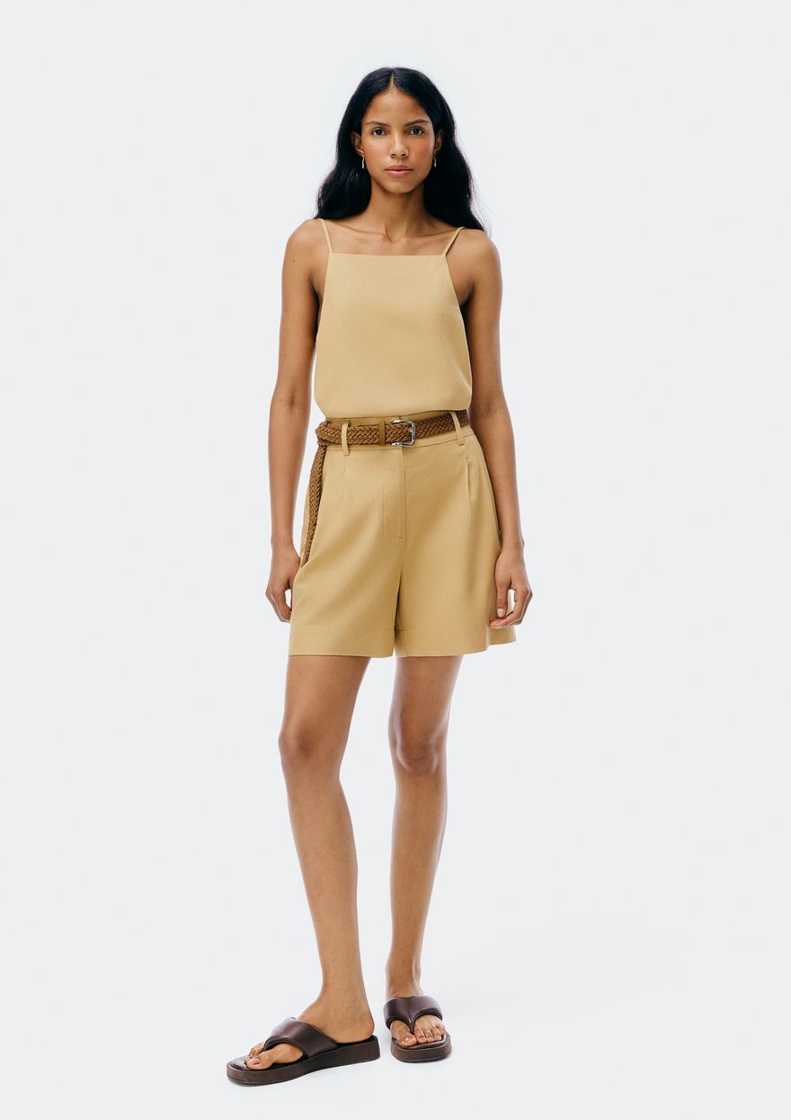 Shorts Bege Linho Hering Feminina